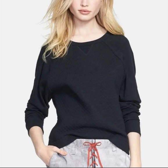 Rag and bone jean quilted sweatshirt black sweater - Picture 4 of 12